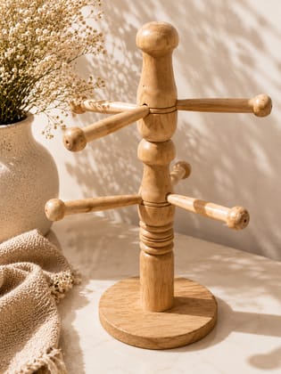 Handcrafted Wooden Mug Tree Stand