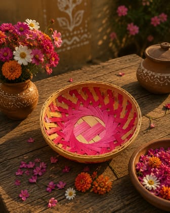 Handwoven Bamboo Serving Basket