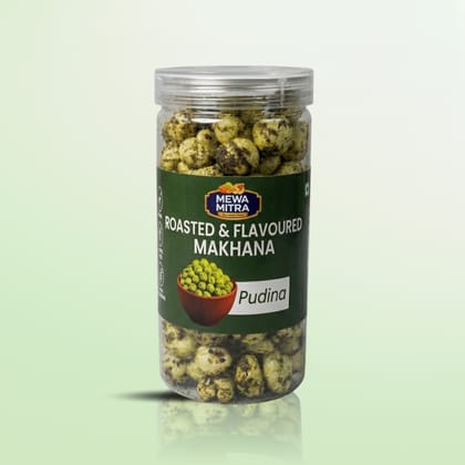 MewaMitra Pudina Masala Roasted Makhana 45g Jar | Mint Masala Flavoured Fox Nuts | Crunchy Healthy Snack | Roasted Phool Makhana
