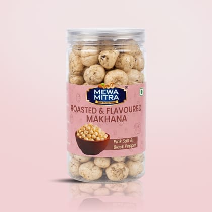 MewaMitra Black Pepper & Pink Salt Roasted Makhana 45g Jar | Fox Nuts | Crunchy Flavoured Healthy Snack | Phool Makhana