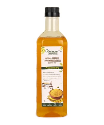 Ramnoor Pure Organic Wood Pressed Yellow Mustard Oil 1L | Kachi Ghani Cold Pressed Sarson Tel | Unrefined | Strong Aroma | Traditional Cooking Oil