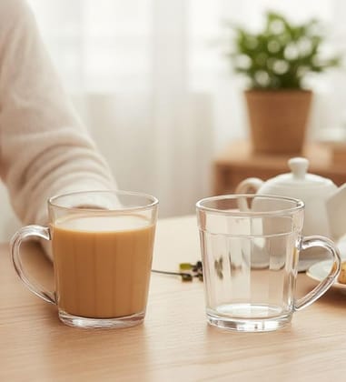 Table & Tale Americano Line 270 ml Coffee Mug Set of 6 from Brazil | Unique & Elegant Glassware for Milkshake, Coffee, Iced Tea | Perfect for Home, Cafes & Restaurants | Dishwasher Safe