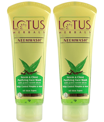 Lotus Herbals Neemwash Neem & Clove Ultra,Purifying Face Wash 80ml (Pack of 2)