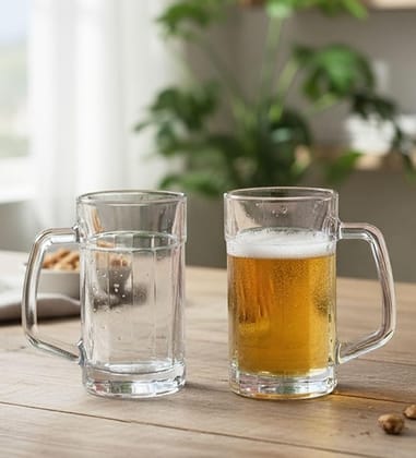 Table & Tale Americano Line 340 ml Beer Mug Set of 4 from Brazil | Crystal Clear Beer Mug | Ideal for Beer, Cocktails, Mocktails, Cold Drinks & Other Beverages