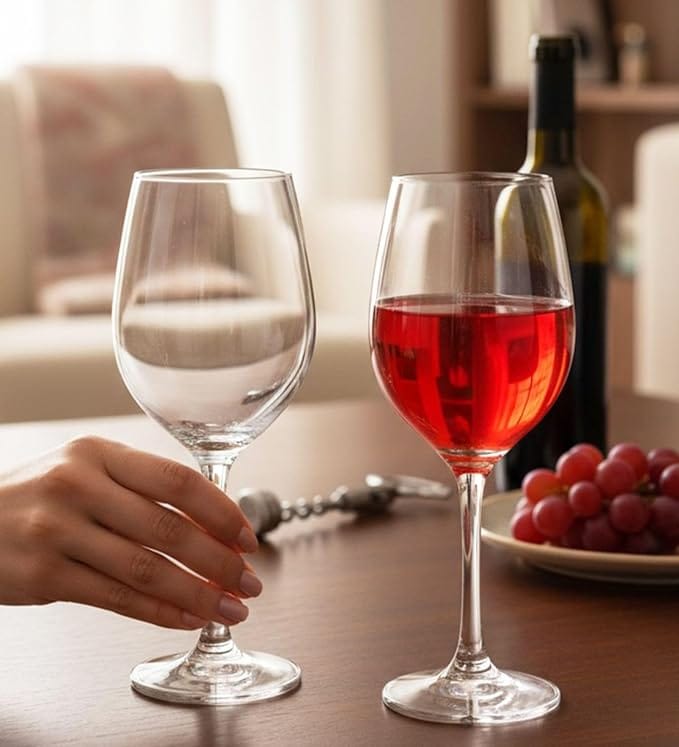 Table & Tale Gin 600 ml Wine Glass Set of 6 from Brazil | Large Crystal Red & White Wine Glasses for Home, Bar, Parties | Elegant Stemware for Cabernet, Pinot Noir, Chardonnay & More