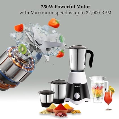 Cadlec JarGenie 4 Jar 750 Watt Mixer Grinder | High-Power Juicer, Blender & Mixer (2 Year Warranty)