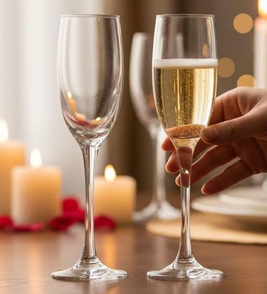 Table and Tale Barone 190 ml Tulip Glass Set of 12 Elegant and Stylish Long Stem Champagne Flutes | Crystal Champagne Premium Glass, Unique Wine Glass