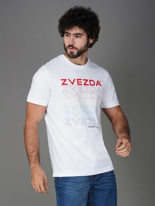 Men's Cotton Branded Tee Euro Fit White