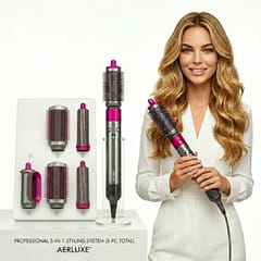 5-in-1 Hot Air Brush Hair Dryer & Volumizer | Detachable Blow Dryer Brush, Straightener, Curler, Crimper & Auto-Wrap Rotating Comb | Negative Ion Anti-Frizz Technology | Professional Salon-Quality Fast Drying & Multifunctional Hair Styling Tools for Women