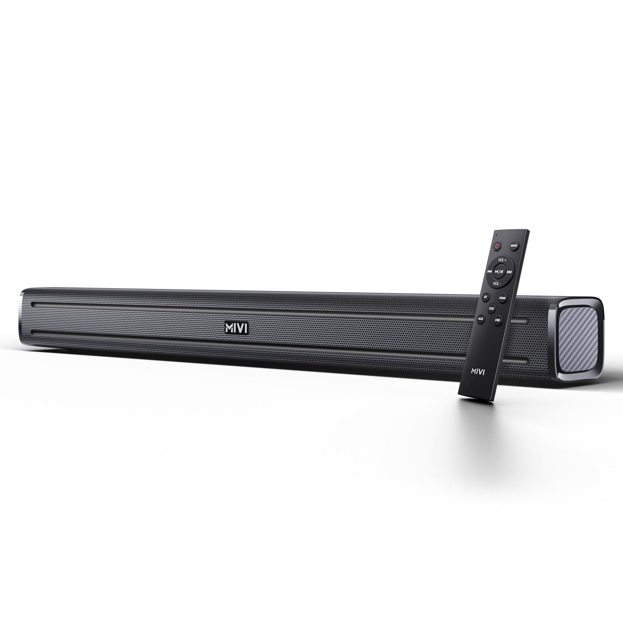 Mivi Fort Q80 Soundbar with 80W Surround Sound, 2.2 Channel soundbar with 2 in-Built subwoofers, Multiple EQ and Input Modes, Remote Accessibility, Bluetooth v5.2, Made in India Sound bar for TV Mivi Fort Q80 Soundbar with 80W Surround Sound, 2.2 Channel