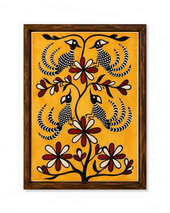 Kalamkari Framed Wall Art Birds and Tree of Life Kalamkari Framed Wall Art Birds and Tree of Life