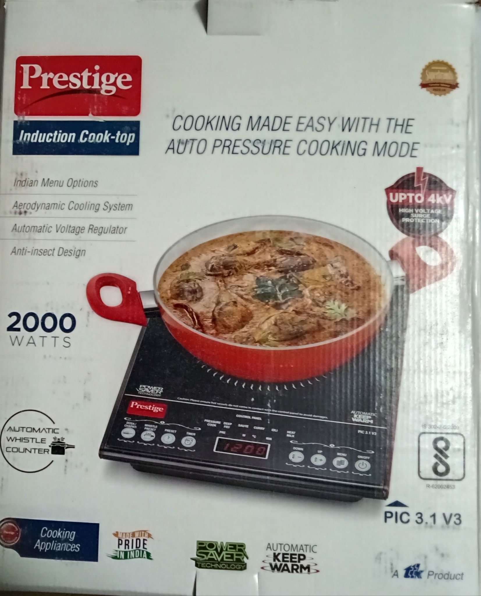 Prestige 2000 Watt heavy crystal glass induction 