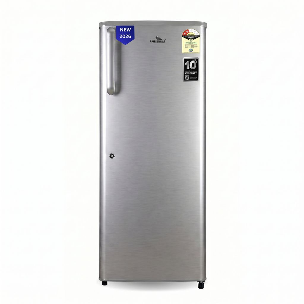 IDCREFSD190D3HSL (Model 2026): INDcool 190L Refrigerator Single Door 2 Star | Fridge Energy Saving Stylish Linish Finish | Direct Cool Single Door Refrigerator | Toughened Glass Shelves