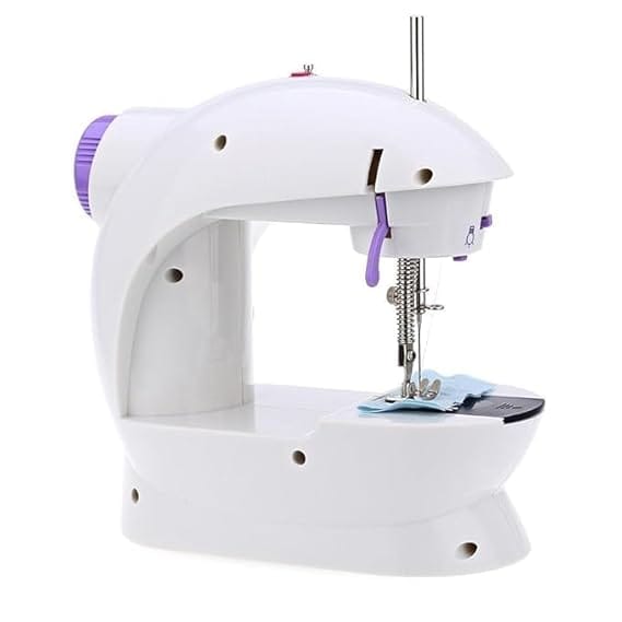 Mini Sewing Machine for Home Tailoring Use | Mini Silai Machine (White & Purple) Portable and Compact 4 in 1 Mini Sewing Machine with Foot Pedal and Adapter