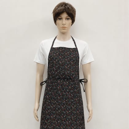Black Printed Kitchen Apron with Front Pocket