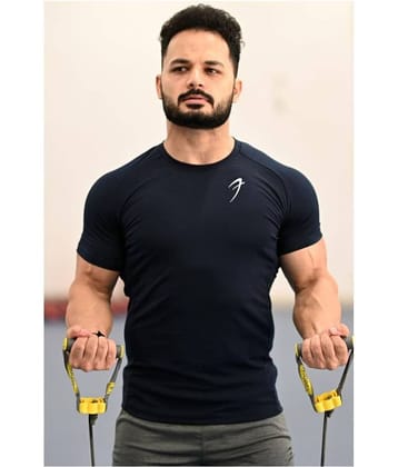 Fuaark - Navy Blue Cotton Blend Regular Fit Men's Sports T-Shirt ( Pack of 1 )