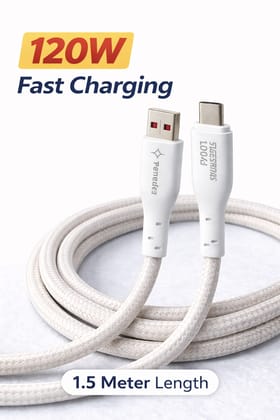 Tarendra 120W Fast Charging USB Cable, 1.5 Meter USB-A to USB-C, 5 Core Copper Braided Cable, Supports VOOC, SuperVOOC, Dash, Dart, Warp & Super Fast Charging