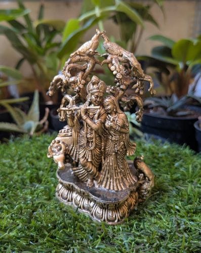 Radha & Krishna Under Tree Brass Statue – A Symbol of Eternal Love & Divine Harmony
