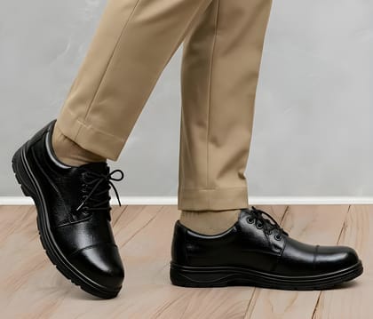 Latest  Stylish Men Leather Black Police Duty Shoes | Lace-Up Formal Uniform Shoes | Comfortable Daily Wear Footwear For Men