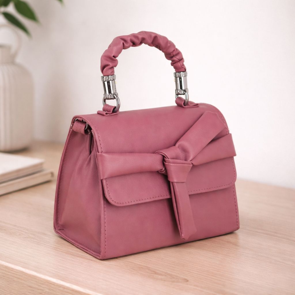 Bow Detail Sling Bag | Premium PU Leather Small Handbag | Trendy Shoulder Bag for Girls & Women