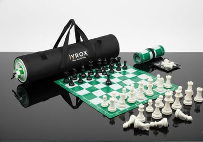 iYROX 18×18 Inch Foldable Vinyl Chess Game – 34 Pieces with Storage Bag (Green)