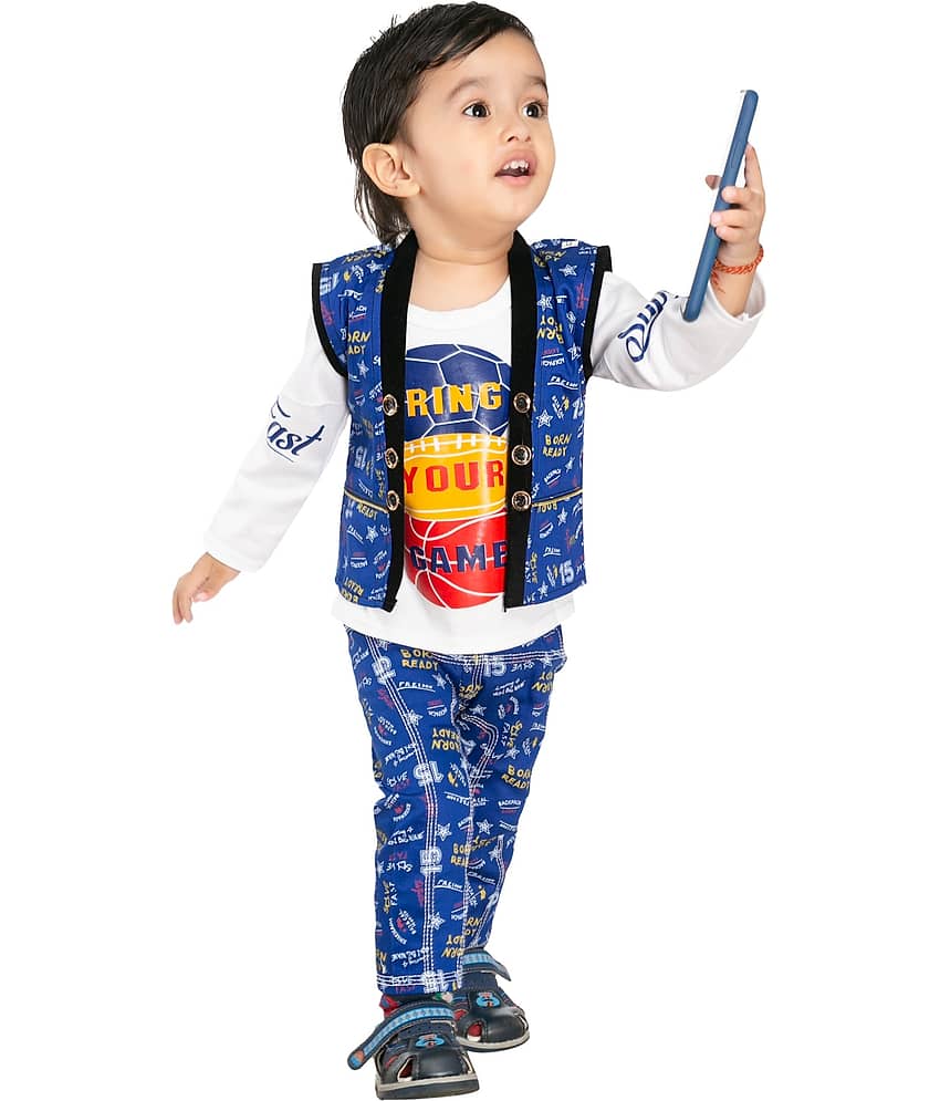 s muktar garments Pack of 1 Baby Boys Denim T-Shirt & Pants Set ( Blue )