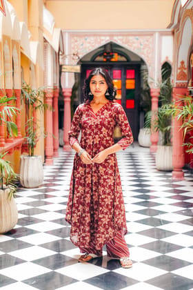 Zeenaya – Modal Chanderi Box Pleated Kurta Set