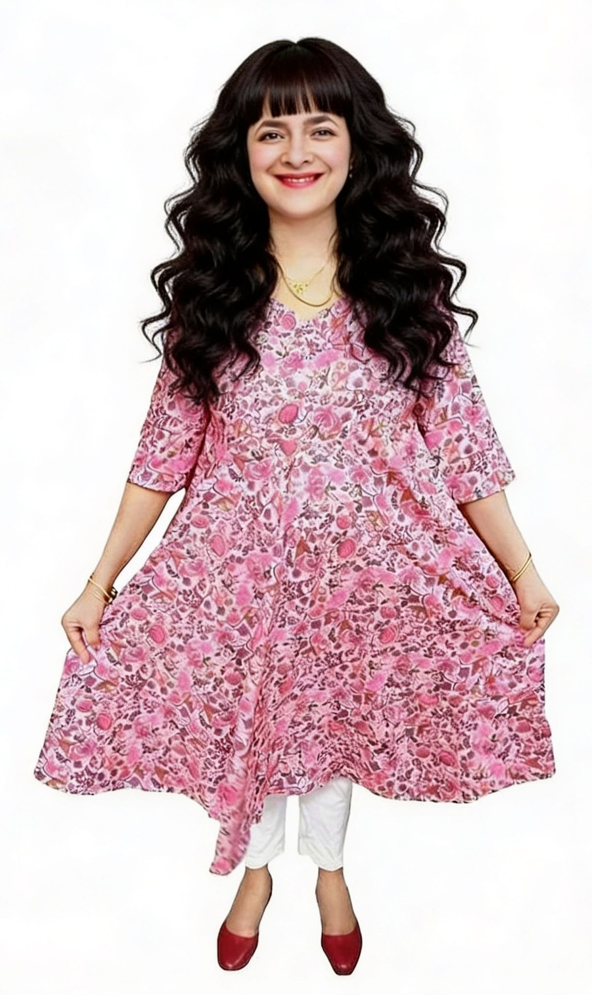 Women's Cotton Polyester Kurta | Umbrella Cut Kurti | Size L
