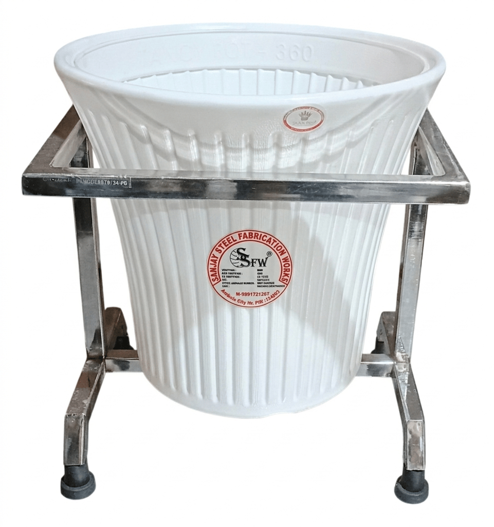 SSFW Stainless Steel Plant Stand  Without Plastic Pot (Suitable for Plastic Pot  Dia 28cm* Height-28cm , 11 *11  INCH) 16 Gauge 18mm Square Pipe | Lifetime Rust-Proof | Attractive Indoor/Outdoor Pot Stand