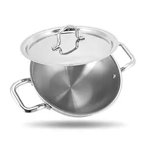 Storehaus Triply DEEP KADAI WITH LID 26 CM For Curry/StirFry/DeepFry/DryVeg, Broad Hold Handles, Laser-Etched Scale, Smooth Finished Surface, Induction & Gas Ready, 5-Year Warranty