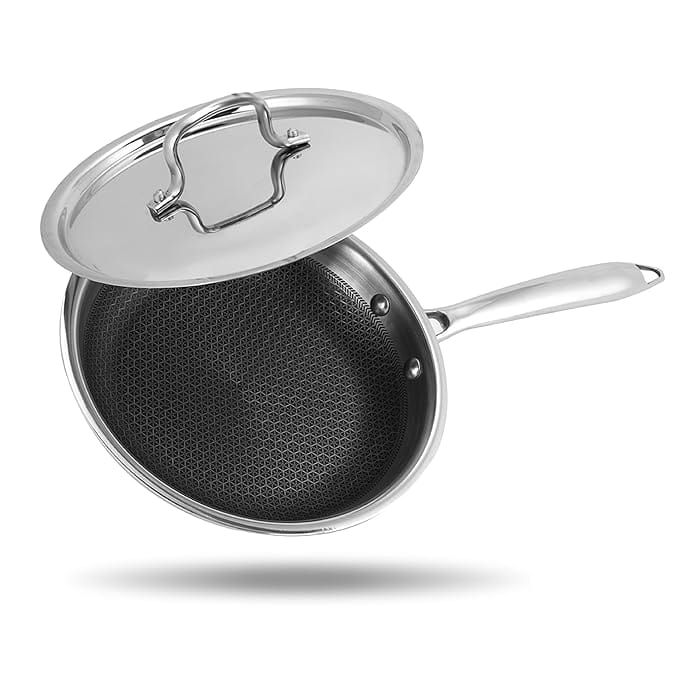 Storehaus Triply Frying Pan with Lid, Induction Base, Non Stick, Stainless Steel Capacity 1.6 L, 24 cm - Cookware | Buy online on ZillyBuy