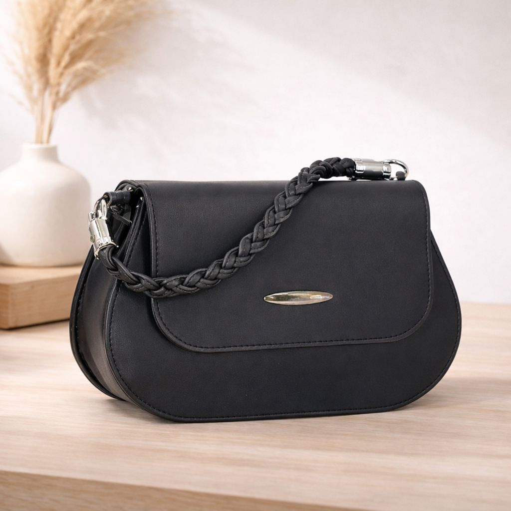 Elegant Women’s Braided Handle Sling Bag | Premium PU Leather Small Handbag | Trendy Shoulder Bag for Girls & Women