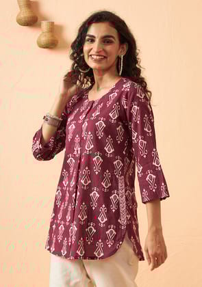 Maroon ikkat pattern top-S