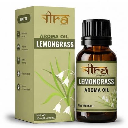 Nira Fragrances Oil | 15 ml | LemonGrass Aroma Oil for Home Fragrance | Best for Aromatherapy | Helps in Meditation | Used in Diffuser, Candles, Air Fresheners