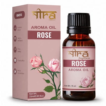 Nira Fragrances Oil | 15 ml | Rose Aroma Oil for Home Fragrance | Best for Aromatherapy | Helps in Meditation | Used in Diffuser, Candles, Air Fresheners
