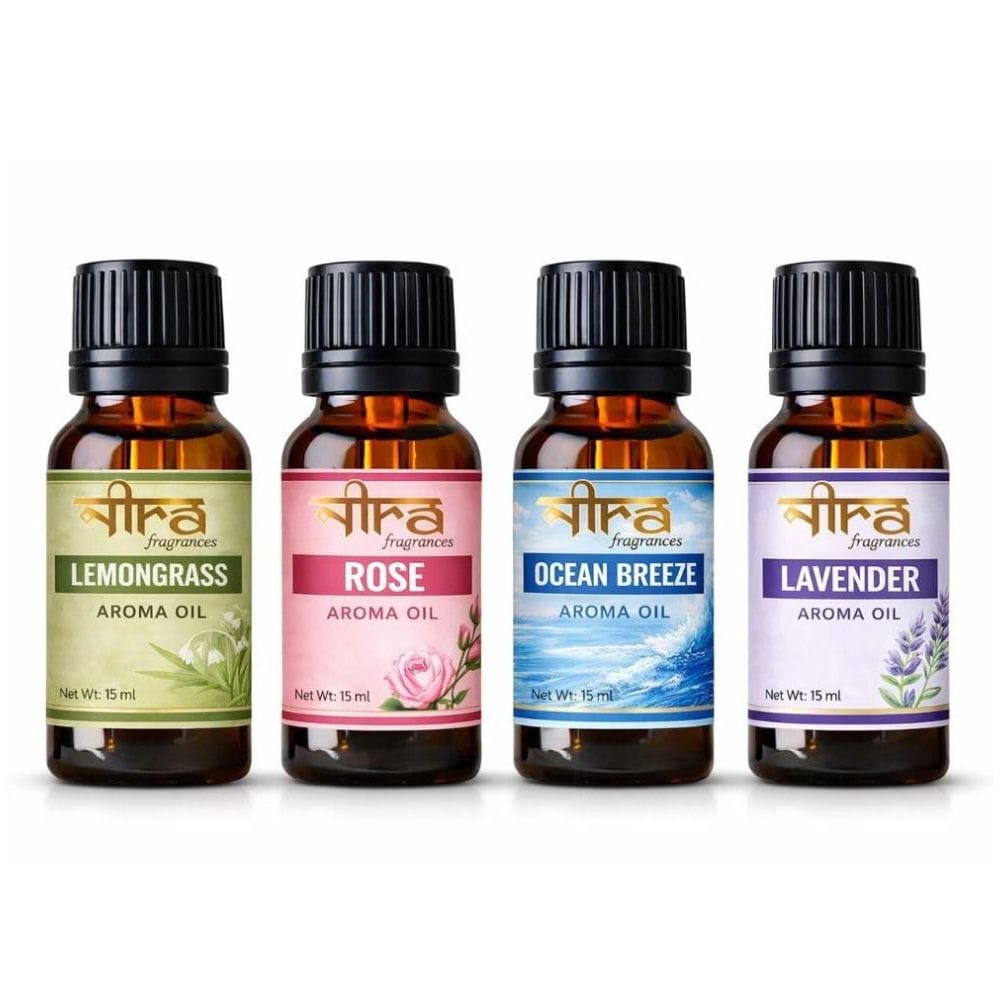 Nira Fragrances Diffuser Oil Combo of 4 (Lemon Grass | OceanBreeze | Rose | Lavender) 60ml for Home, Candle, Office Aroma Oil