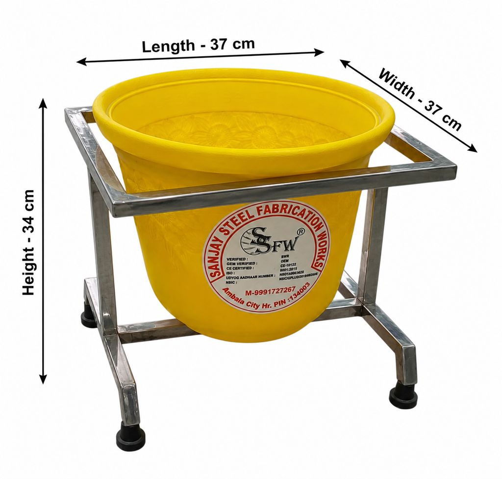 SSFW Stainless Steel Plant Stand Without Plastic Pot  (Suitable for Plastic Pot  Dia 33cm* Height-25cm 13*10 INCH) 16 Gauge 18mm Square Pipe | Lifetime Rust-Proof | Attractive Indoor/Outdoor Pot Stand