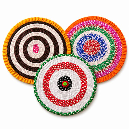 Handmade Braided Cotton Table Mats Set of 3