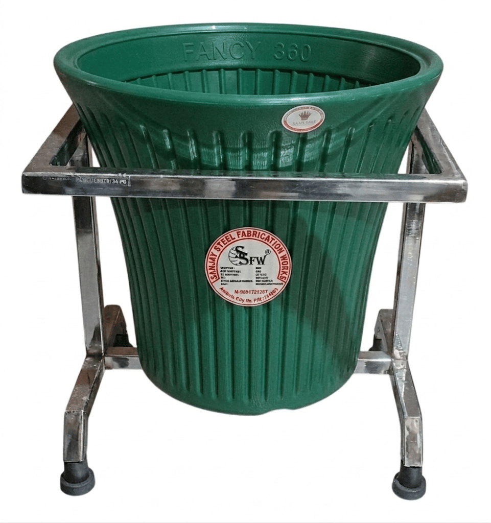 SSFW Stainless Steel Plant Stand  Without Plastic Pot  Dia 25cm* Height-25cm ( 10 *10  INCH) 16 Gauge 18mm Square Pipe | Lifetime Rust-Proof | Attractive Indoor/Outdoor Pot Stand