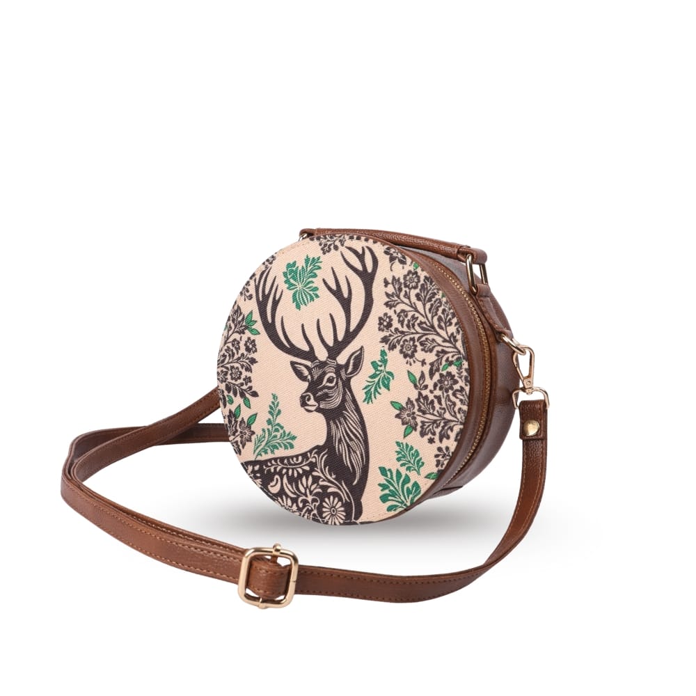 WOTM Round Sling Bag for Women | Travel CrossBody Side Bag for Women | Quirky Sling Purse with Detachable Strap | Birthday Gift for Girls & Girlfriend