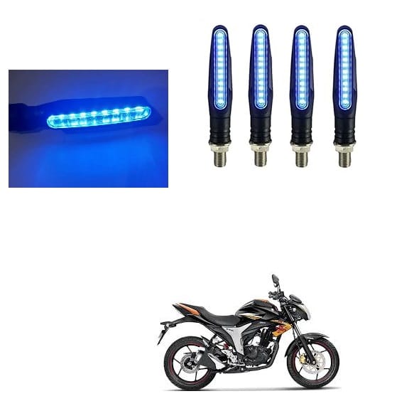 Peculiar Zone Blue Indicators 9 Led High Bright Universal for All Bikes Models Turn Signal Lights Motorcycle (Amber, Pack Of 4)