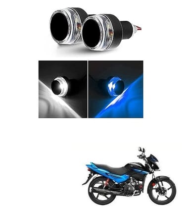 Peculiar Zone Bike Handle Bar End LED Indicators - Blue & White Dual Color Blinking Lights (Set of 2) | High-Brightness Advance LED Chip, Durable ABS Plastic with Metal Nut Bolt | Universal Fit for All Bikes