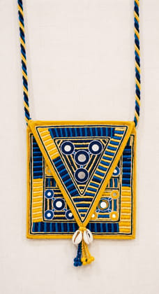 Hand-Embroidered Crossbody Sling Bag - Yellow and Blue