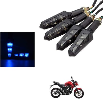 Peculiar Zone Universal Blue LED Flexible Turn Signal Indicators | High-Grade ABS Plastic | Waterproof & Break-Resistant Side Marker Lights for All Motorcycles (Pack of 4)