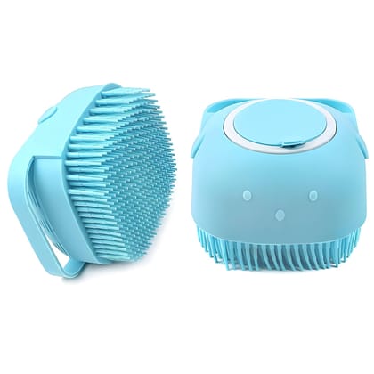 Silicone Soft Bath Body Brush with Shampoo Dispenser Scrubber | Deep Cleaning & Gentle Massage Bath Brush for Men, Women & Children (Multicoloured)