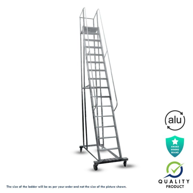 Aluminium Trolley Step Ladder with Top Stable Platform (Model: K7024, Height: 4 ft in Heavy)