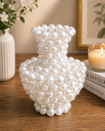 Luxury Beaded Pearl Decor Vase