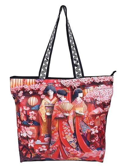 WOTM On The Move Tote | Premium Printed Cotton Canvas Tote Bag with Zipper & Inside Pocket, Stylish Everyday Travel Bag for Work, College, Office, Travel, Shopping - Handbags | Buy online on ZillyBuy