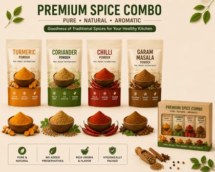 Premium Spice Combo-Garam Masala,Coriander Powder,Turmeric Powder and Chilly Powder