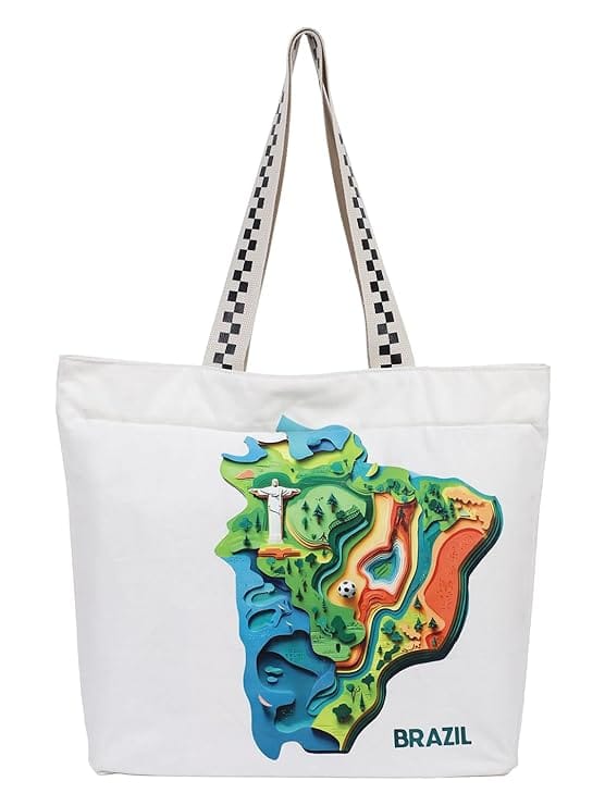 WOTM On The Move Tote | Premium Printed Cotton Canvas Tote Bag with Zipper & Inside Pocket, Stylish Everyday Travel Bag for Work, College, Office, Travel, Shopping - Handbags | Buy online on ZillyBuy